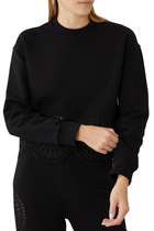 Broderie Anglaise Cotton Jersey Sweatshirt